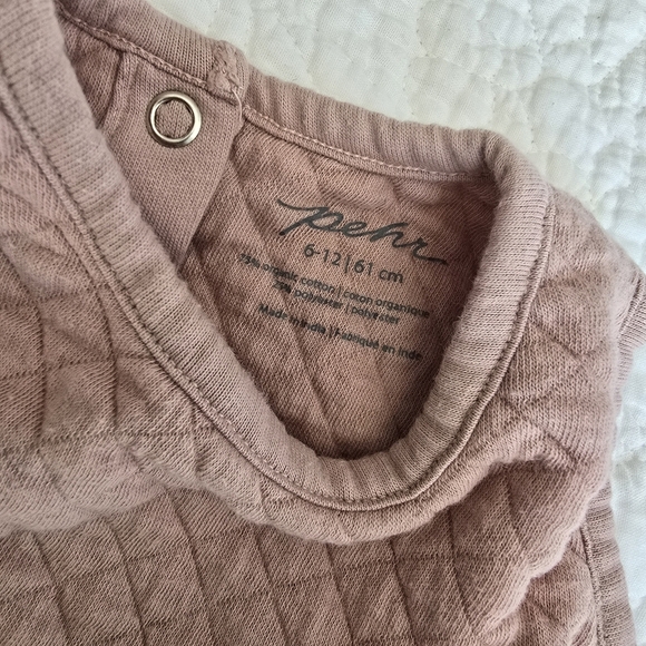 Pehr One Piece Quilted Cozy Romper - Pale Pink 6-12 Months - Picture 3 of 8